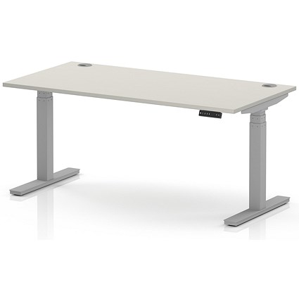 Air 1600mm Height Adjustable Desk, Silver Leg, Dove Grey