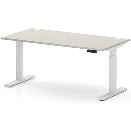 Air 1600mm Height Adjustable Desk, White Leg, Dove Grey