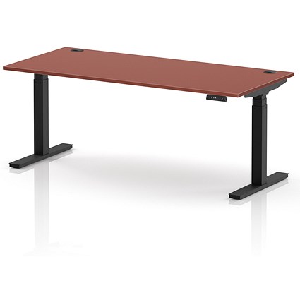 Air 1800mm Height Adjustable Desk, Black Leg, Brick Red