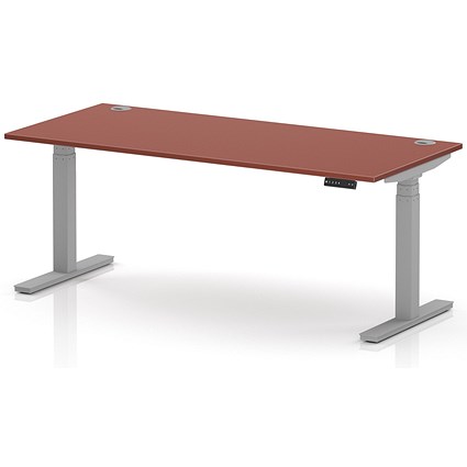Air 1800mm Height Adjustable Desk, Silver Leg, Brick Red