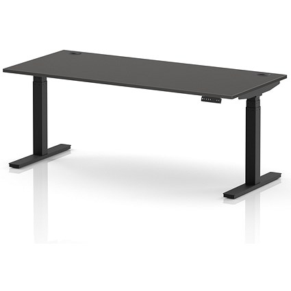 Air 1800mm Height Adjustable Desk, Black Leg, Carbon Grey