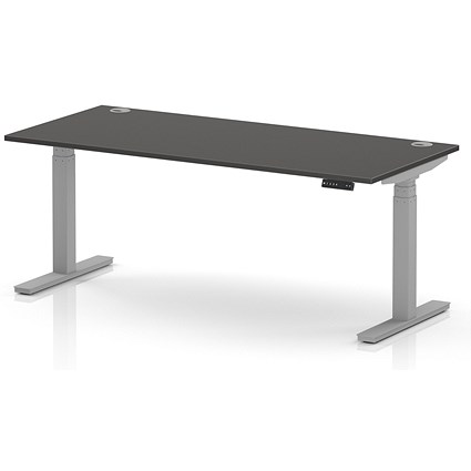 Air 1800mm Height Adjustable Desk, Silver Leg, Carbon Grey