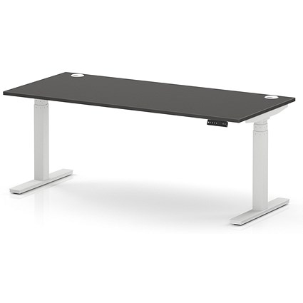 Air 1800mm Height Adjustable Desk, White Leg, Carbon Grey