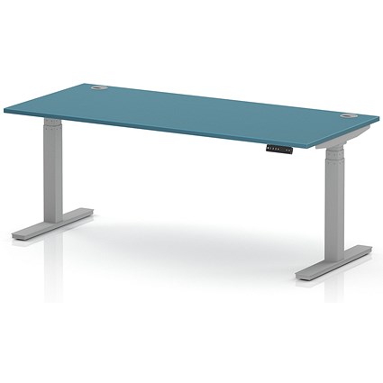 Air 1800mm Height Adjustable Desk, Silver Leg, Dark Teal