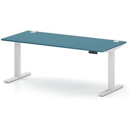 Air 1800mm Height Adjustable Desk, White Leg, Dark Teal