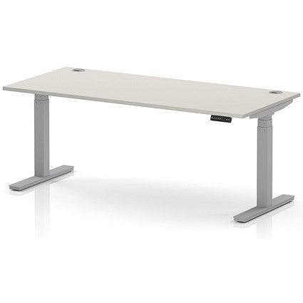 Air 1800mm Height Adjustable Desk, Silver Leg, Dove Grey