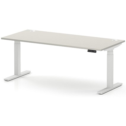 Air 1800mm Height Adjustable Desk, White Leg, Dove Grey