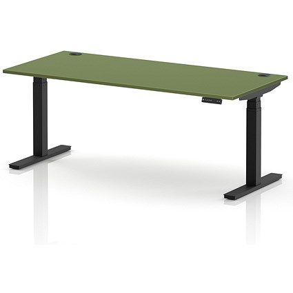 Air 1800mm Height Adjustable Desk, Black Leg, Moss Green