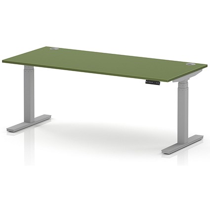 Air 1800mm Height Adjustable Desk, Silver Leg, Moss Green