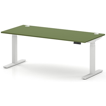 Air 1800mm Height Adjustable Desk, White Leg, Moss Green