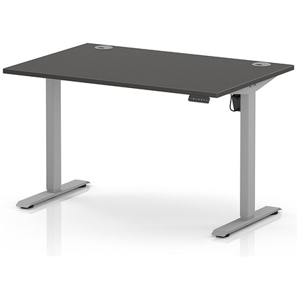 Air Lite 1200mm Height Adjustable Desk, Silver Leg, Carbon Grey