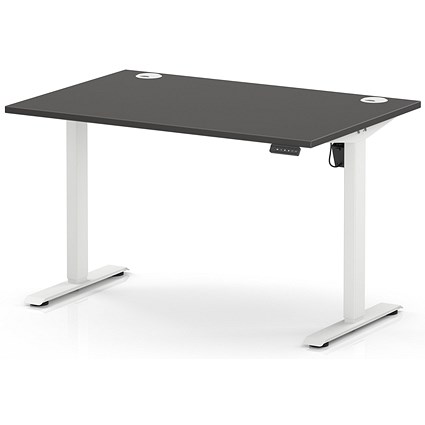 Air Lite 1200mm Height Adjustable Desk, White Leg, Carbon Grey