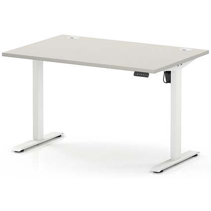 Air Lite 1200mm Height Adjustable Desk, White Leg, Dove Grey