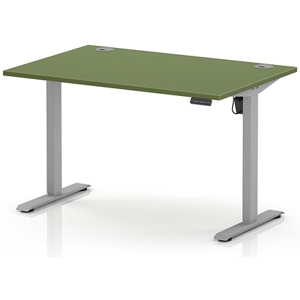 Air Lite 1200mm Height Adjustable Desk, Silver Leg, Moss Green