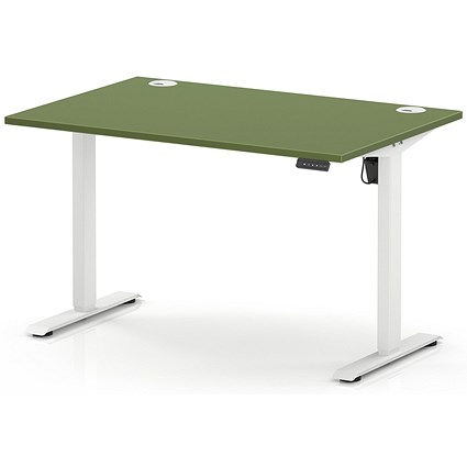 Air Lite 1200mm Height Adjustable Desk, White Leg, Moss Green