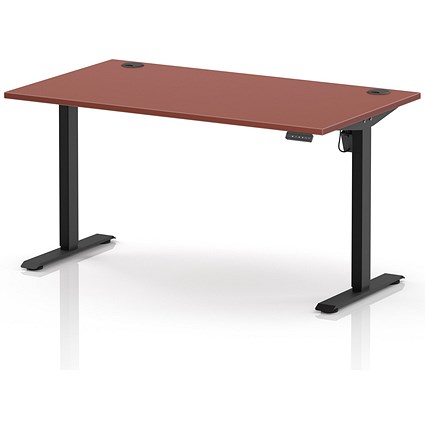 Air Lite 1400mm Height Adjustable Desk, Black Leg, Brick Red
