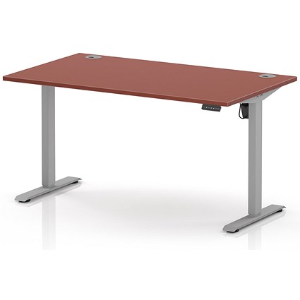 Air Lite 1400mm Height Adjustable Desk, Silver Leg, Brick Red