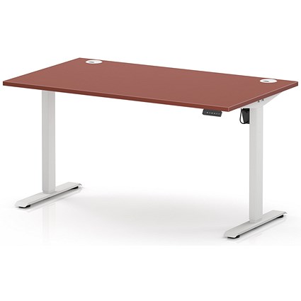 Air Lite 1400mm Height Adjustable Desk, White Leg, Brick Red