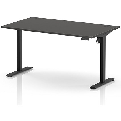 Air Lite 1400mm Height Adjustable Desk, Black Leg, Carbon Grey