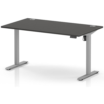 Air Lite 1400mm Height Adjustable Desk, Silver Leg, Carbon Grey