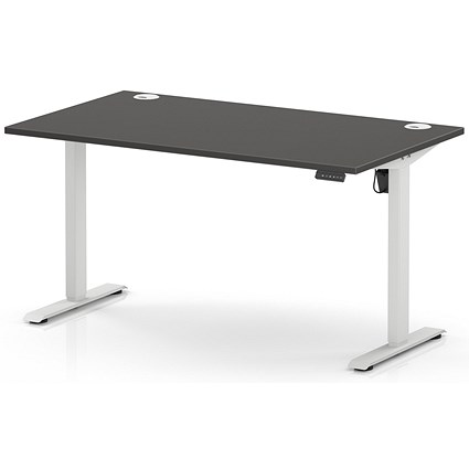 Air Lite 1400mm Height Adjustable Desk, White Leg, Carbon Grey