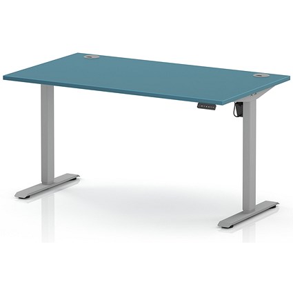 Air Lite 1400mm Height Adjustable Desk, Silver Leg, Dark Teal