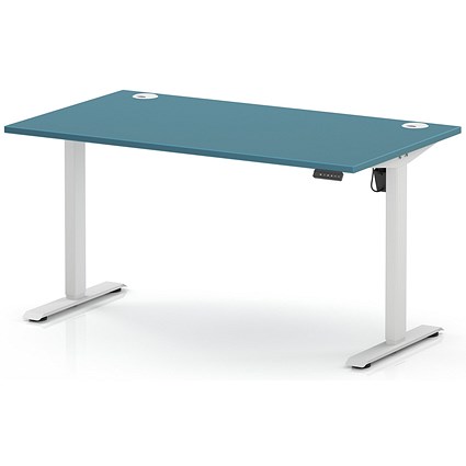 Air Lite 1400mm Height Adjustable Desk, White Leg, Dark Teal