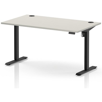 Air Lite 1400mm Height Adjustable Desk, Black Leg, Dove Grey