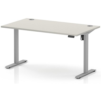 Air Lite 1400mm Height Adjustable Desk, Silver Leg, Dove Grey