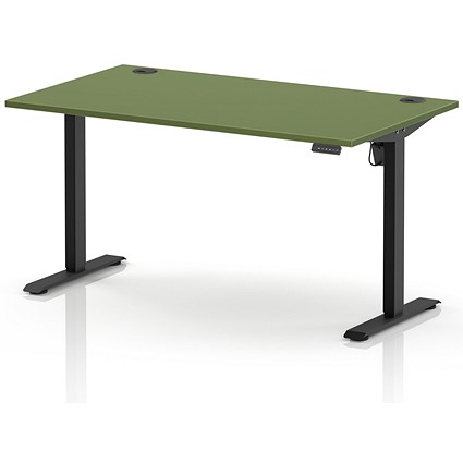 Air Lite 1400mm Height Adjustable Desk, Black Leg, Moss Green