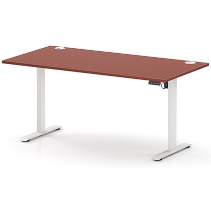 Air Lite 1600mm Height Adjustable Desk, White Leg, Brick Red