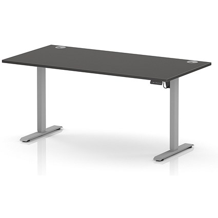 Air Lite 1600mm Height Adjustable Desk, Silver Leg, Carbon Grey