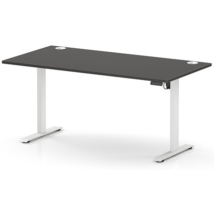 Air Lite 1600mm Height Adjustable Desk, White Leg, Carbon Grey
