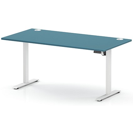 Air Lite 1600mm Height Adjustable Desk, White Leg, Dark Teal