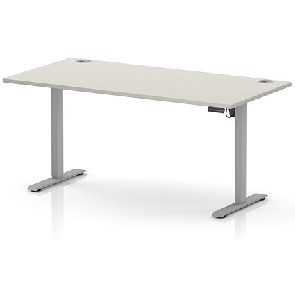 Air Lite 1600mm Height Adjustable Desk, Silver Leg, Dove Grey