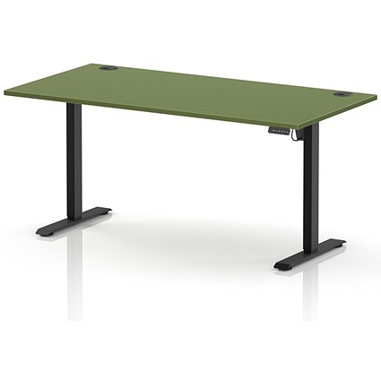 Air Lite 1600mm Height Adjustable Desk, Black Leg, Moss Green