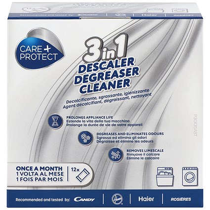 Care + Protect 3-In-1 Descaler Degreaser Cleaner Sachets, Pack of 12 Care + Protect 3-In-1 Descaler Degreaser Cleaner Sachets, Pack of 12