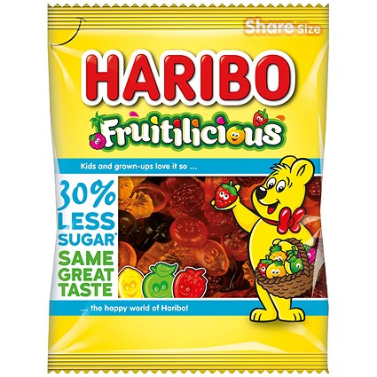 Haribo Fruitilicious Bag Reduced Sugar 140g (Pack of 12)