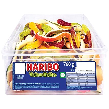 Haribo Giant Yellow Bellies Sweets Tub, 24 Pieces