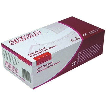 Shield Powdered Natural Large Latex Gloves (Pack of 100)
