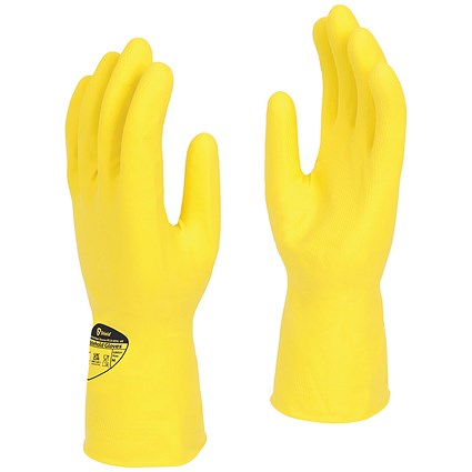 Shield Latex Rubber Household Gloves, 300mm Large, Yellow, Pack of 12
