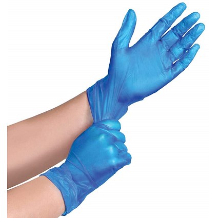 Shield Powder-Free Vinyl Gloves Large Blue (Pack of 100) GD13-L