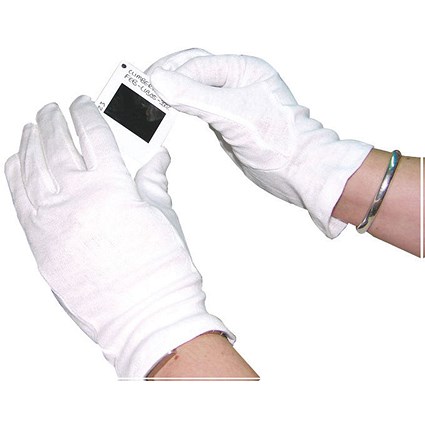 Everyday Knitted Cotton Gloves, Large, White, Pack of 10