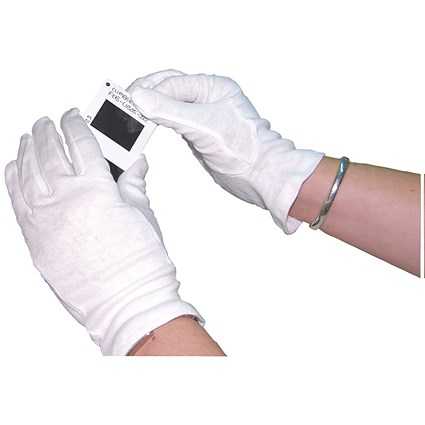 Everyday Knitted Cotton Gloves, Medium, White, Pack of 10