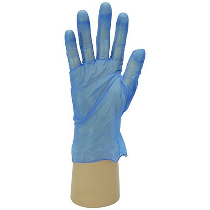 Shield GD11 Blue Vinyl Powdered Disposable Gloves, Size XL, Blue, Pack of 100 Shield GD11 Blue Vinyl Powdered Disposable Gloves, Size XL, Blue, Pack of 100