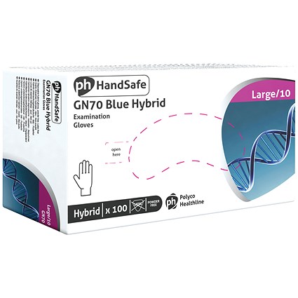 Shield Vinyl/Nitrile Mix Powder Free Gloves, Large, Blue, Pack of 100