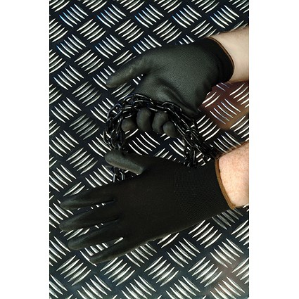 Polyco GH100 PU Coated Nylon Gloves, Large, Black