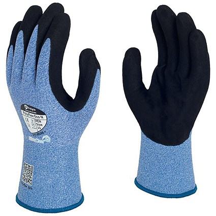 Polyflex Eco Nitrile Palm Coated Gloves, Medium, Blue and Black, Pack of 10
