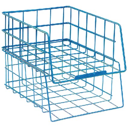 Wire Filing Tray Large Capacity Blue
