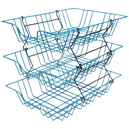 Wire Filing Tray A4 Blue (W280 x D380 x H70mm, Risers Available Seperately)